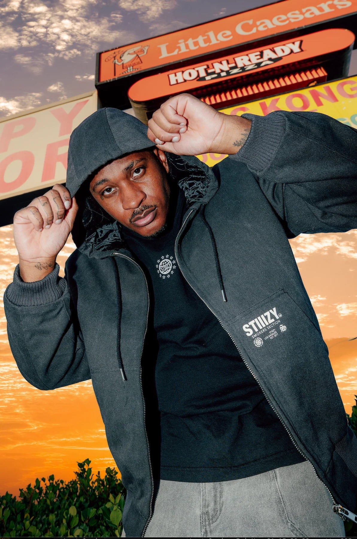 STIIIZY Heavy Hooded Work Jacket - Black